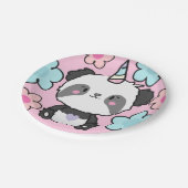 Sweet Panda Unicorn Girly Floral Pappteller (Schrägansicht)