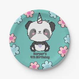 Sweet Panda Unicorn Girly Floral Personalisiert Pa Pappteller