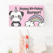 Sweet Panda Unicorn Rainbows Birthday Banner (Insitu)