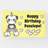 Sweet Pandacorn mit Rainbow Hearts Birthday Banner (Horizontal)