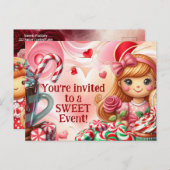 Sweet Party Event Postcard Einladung Candy Land (Vorne/Hinten)