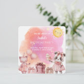 Sweet Pastel Animal Birthday Party Invitation Einladung (Stehend Vorderseite)
