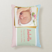 Sweet Pastel Baby Girl Foto Birth Record Stat Dekokissen (Vorderseite(Vertikal))