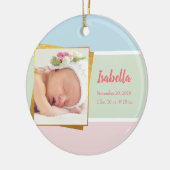 Sweet Pastel Baby Girl Foto Birth Record Stat Keramik Ornament (Links)