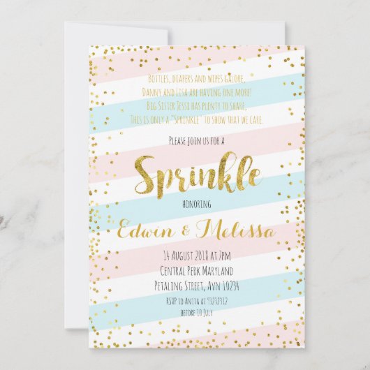 Sweet Pastel Baby Sprinkle Invitationbaby, Dusche, Einladung (Vorderseite)