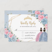 Sweet Pastel Blue Pink Quinceañera Twins Antwort (Vorne/Hinten)