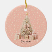 Sweet Pastel Blush Pink Snowflake & Christmas Tree Keramik Ornament (Vorne)
