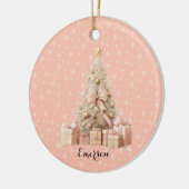 Sweet Pastel Blush Pink Snowflake & Christmas Tree Keramik Ornament (Links)