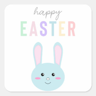 Sweet Pastel Bunny Happy Oaster Niedlich Kawaii Quadratischer Aufkleber