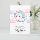Sweet Pastel Dinosaur Babydusche Dankeskarte (Stehend Vorderseite)