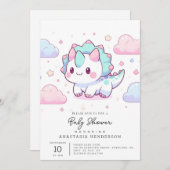 Sweet Pastel Dinosaur Babydusche Einladung (Vorne/Hinten)