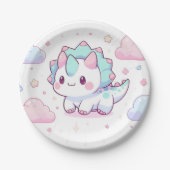 Sweet Pastel Dinosaur Babydusche Pappteller (Vorderseite)