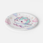 Sweet Pastel Dinosaur Babydusche Pappteller (Schrägansicht)