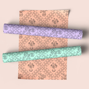 Sweet Pastel Floral Coquette Muster Geschenkpapier Set