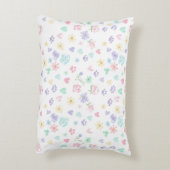 Sweet Pastel Floral Hearts and Paw Print Pattern  Dekokissen (Rückseite(Vertikal))