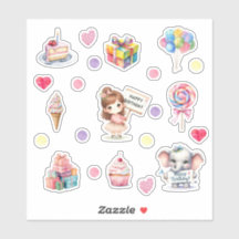 Sweet Pastel Happy Birthday Stickers