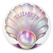 Sweet Pastel Iridescent Pearl Seashell Keramikknauf (Vorderseite)