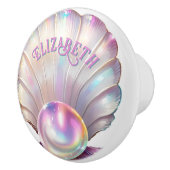 Sweet Pastel Iridescent Pearl Seashell Keramikknauf (Rechts)