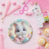 Sweet Pastel Kawaii Kitten Easter Eggs Pappteller (Party)