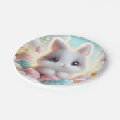 Sweet Pastel Kawaii Kitten Easter Eggs Pappteller (Schrägansicht)