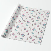 Sweet Pastel Kawaii Pattern – Stars & Makeup Geschenkpapier (Ungerollt)