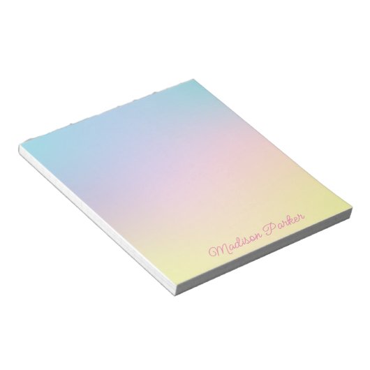 Sweet Pastel Ombré Notepad Personalisiert für Kind Notizblock (angewinkelt)