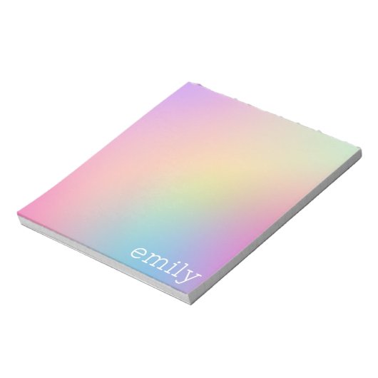 Sweet Pastel Ombré Notepad Personalisiert mit Name Notizblock (Rotiert)