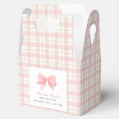 Sweet Pastel Pink Kariert Gingham Bow Baby Dusche Geschenkschachtel (Geöffnet)
