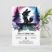 Sweet Pastel Wolf Birthday Einladung (Stehend Vorderseite)