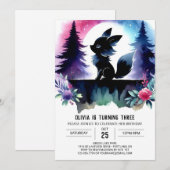 Sweet Pastel Wolf Birthday Einladung (Vorne/Hinten)