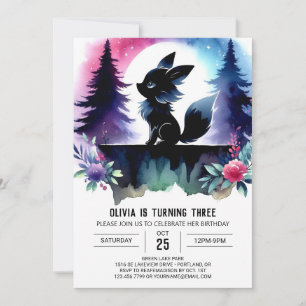 Sweet Pastel Wolf Birthday Einladung