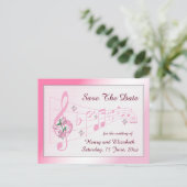 Sweet Pea and Music Save the Date Card Ankündigungspostkarte (Stehend Vorderseite)