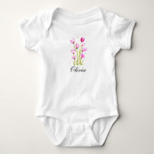 Sweet Pea Aquarell Floral Girly Baby Bodysuit Baby Strampler