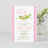 Sweet Pea Baby Shower Einladung, Girl Pink Einladung (Stehend Vorderseite)
