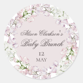 Sweet Pea Blume Baby Brunch elegant Runder Aufkleber