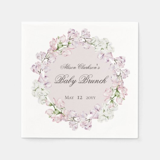 Sweet Pea Blume Baby Brunch elegant Serviette (Vorderseite)