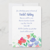 Sweet Pea Blume Geburtstagsparty Einladung (Rückseite)