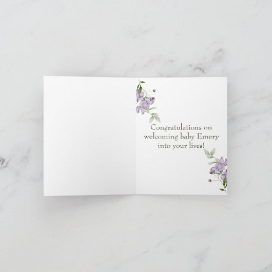 Sweet Pea Blume Herzlichen Glückwunsch zum neuen B Karte (Innenseite)