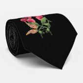 Sweet Pea Blume und Schmetterlinge schwarz Krawatte (Gerollt)