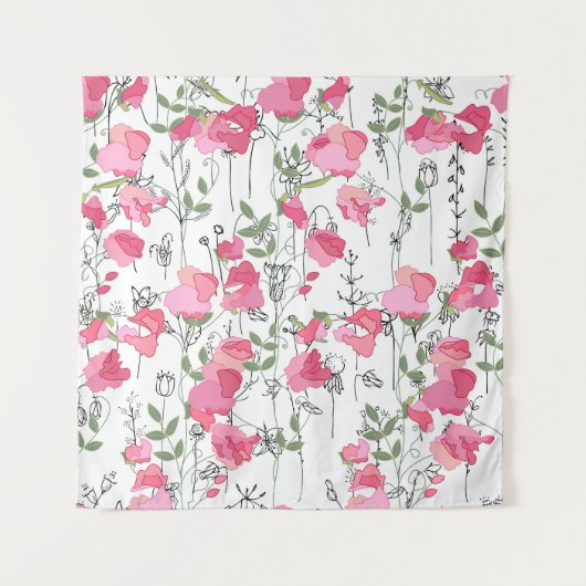 Sweet Pea: Blumensommertextur. Wandteppich (Vorderseite)