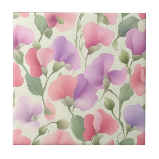 Sweet Pea Charming Retro Pastel Fliese (Vorderseite)