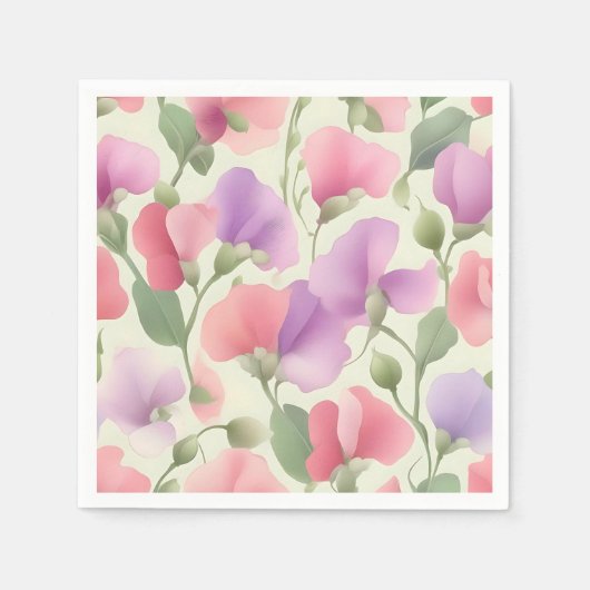 Sweet Pea Charming Retro Pastel Serviette (Vorderseite)