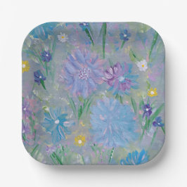 Sweet Pea Floral, 7" Square Paper Plate Pappteller