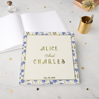 Sweet Pea Floral Blue und Cream Gästebuch