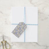 Sweet Pea Floral Blue und Cream Gastgeschenk Hochz Geschenkanhänger (Mit Garn)