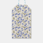 Sweet Pea Floral Blue und Cream Gastgeschenk Hochz Geschenkanhänger (Vorderseite)