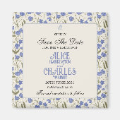 Sweet Pea Floral Blue und Cream Magnet (Vorne)