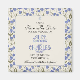 Sweet Pea Floral Blue und Cream Magnet