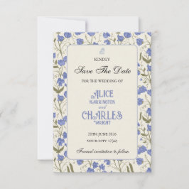 Sweet Pea Floral Blue und Cream Save The Date