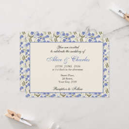 Sweet Pea Floral Blue und Cream Weditation Einladung